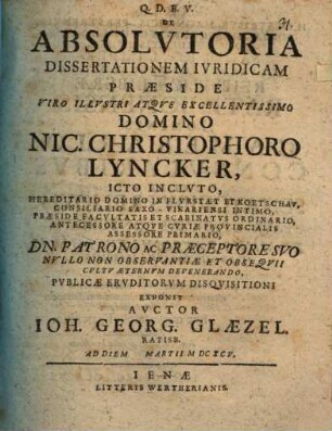 De absolutoria dissertatio iuridica