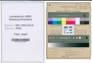 Entnazifizierung Josef Tries , geb. 17.11.1914 (Krim.Beamter)