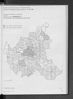 Zuordnung der Stadtteile zu Gebietstypen nach dem Stimmenanteil der GRÜNEN/ GAL in den Bundestags- und Bürgerschaftswahlen 1970 bis 1987