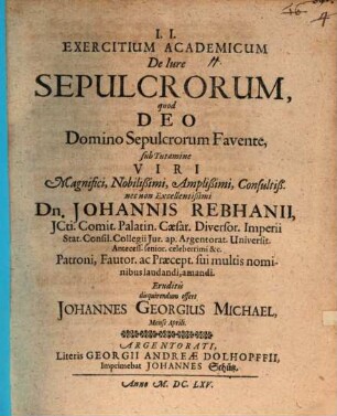 Exercitium acad. de iure sepulcrorum