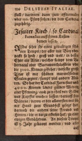Jesuiter Kirch/ so Cardinal Farnesius auff seinen Kosten bawen lassen.