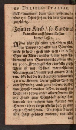 Jesuiter Kirch/ so Cardinal Farnesius auff seinen Kosten bawen lassen.