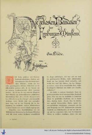 Die ältesten Baudaten des Freiburger Münsters. Eine Studie.