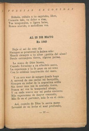 Al 25 de mayo : En 1849