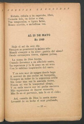 Al 25 de mayo : En 1849