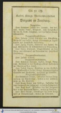 Kaiserl. Königl. Vorderöstreichisches Bergamt zu Freyburg.