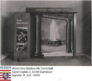 Bad Nauheim, Werbe-Schaufenstergestaltung - Wanderausstellung - Deutsche Heilbäder - Dekorations-Display mit auswechselbaren Bildern