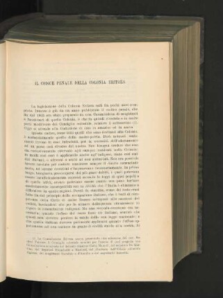 Il Codice Penale Della Colonia Eritrea.