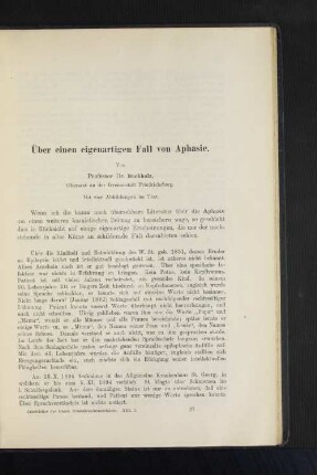Über einen eigenartigen Fall von Aphasie.
