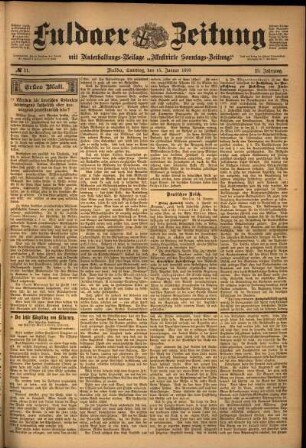 Erste Ausgabe vom Samstag, den 15. Januar 1898.