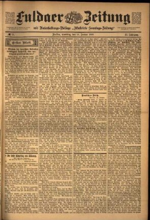 Erste Ausgabe vom Samstag, den 15. Januar 1898.