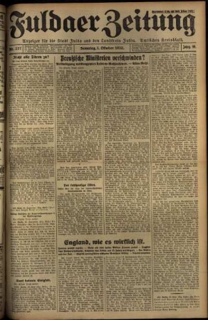 Ausgabe vom Samstag, den 01. Oktober 1932.