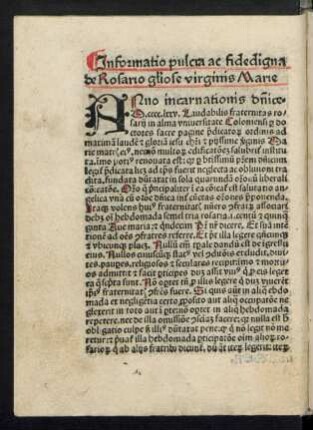 Înformatio pulcra ac fide digna de Rosario gloriose virginis Marie