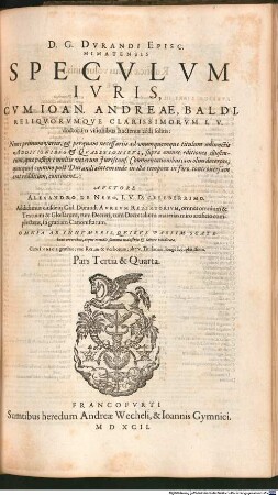 D. G. Dvrandi Episc. Mimatensis Specvlvm Ivris, 3/4