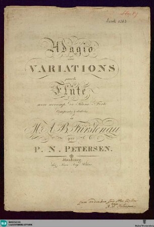 Adagio avec variations pour le flûte : avec accomp. de piano-forte