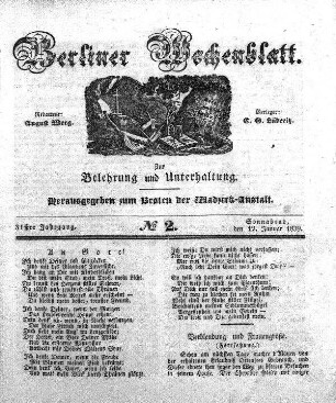 No. 2, Sonnabend, den 12. Januar 1839.