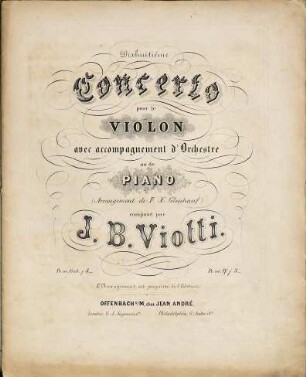 Concerto pour le violon avec accompagnement d'orchestre ou de piano