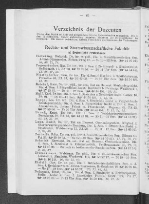 Verzeichnis der Dozenten