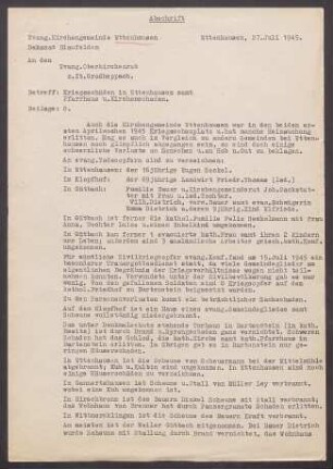 Kriegschronik der ev. Kirchengemeinde Ettenhausen (Dek. Blaufelden), verfasst von Pfarrer Starzmann