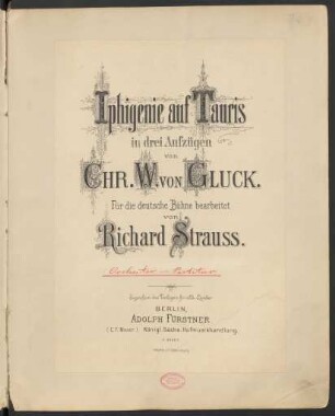 Iphigénie en Tauride. Arr; V (8), Coro, orch; GluckWV-online 1.50; TrV 161