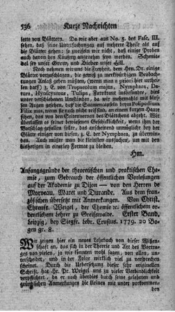 : Anfangsgründe der theoretischen und praktischen Chemie. Bd.1.
