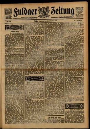 Erste Ausgabe vom Samstag, den 10. Oktober 1903.