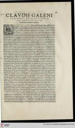 Galenus, De constitutione artis medicae liber