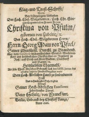 Klag- und Trost-Schrifft ...