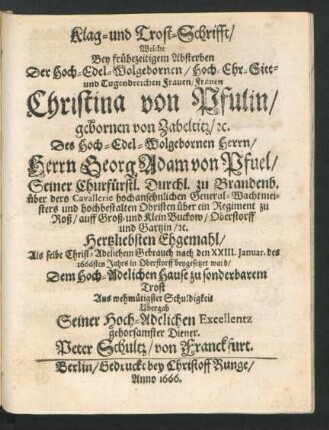Klag- und Trost-Schrifft ...