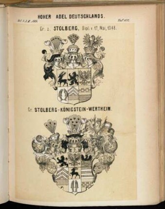 Taf. 102. Gr. z. Stolberg, Dipl: v. 17., Mai, 1548. - Gr. Stolberg-Königstein-Wertheim.