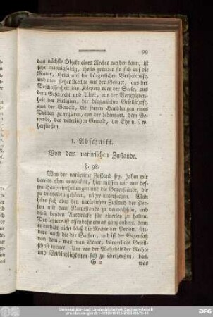 I. Abschnitt. Von dem natürlichen Zustande.