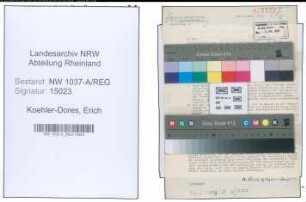 Entnazifizierung Erich Koehler-Dores , geb. 00.00.0000 ()
