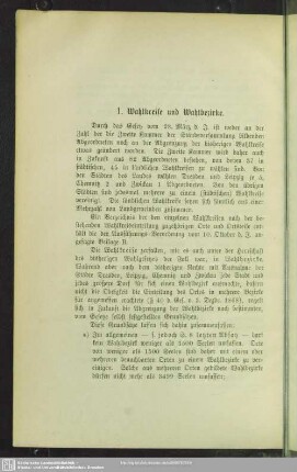 1. Wahlkreise und Wahlbezirke