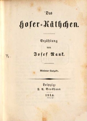 Das Hofer-Käthchen : Erzählung
