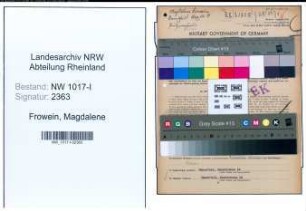 Entnazifizierung Magdalene Frowein , geb. 06.12.1916 ()