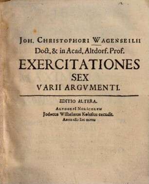Exercitationes sex varii argumenti