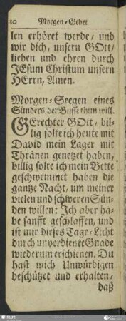 Morgen-Seegen eines Sünders, der Busse thun will
