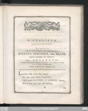 V. Italicum.