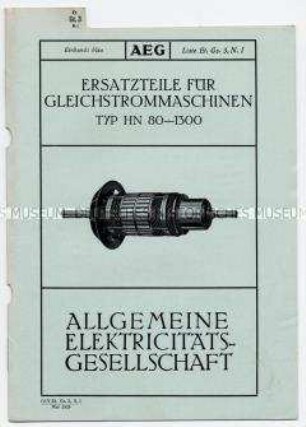 Ersatzteile für Gleichstrommaschinen Typ HN 80-1300 (O)