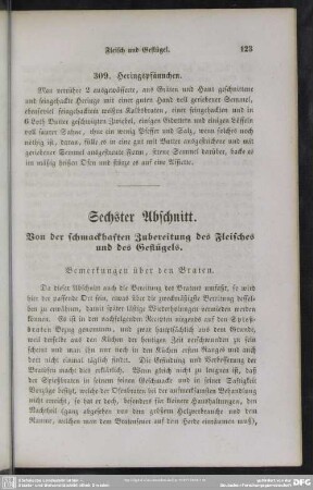 Sechster Abschnitt. Von der schmackhaften Zubereitung des Fleisches und des Geflügels