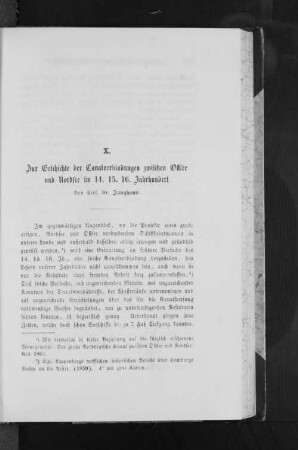 X. Zur Geschichte der Canalverbindungen zwischen Ostsee und Nordsee im 14. ,15. ,16. Jahrhundert