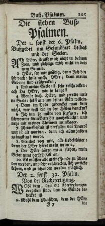 Die sieben Buß- Psalmen.