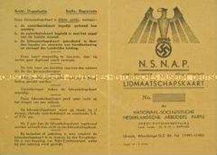 Mitgliedsausweis der niederländischen N.S.D.A.P. (blanko)
