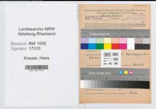 Entnazifizierung Hans Krause, geb. 01.02.1911 (Justizbeamter)
