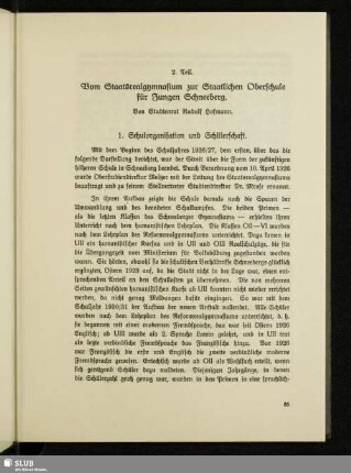 2. Teil. Vom Staatsrealgymnasium zur Staatlichen Oberschule für Jungen Schneeberg