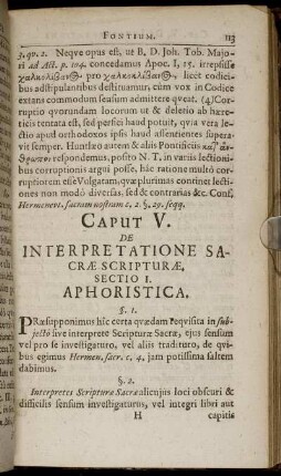 Caput V. De Interpretatione Sacrae Scripturae