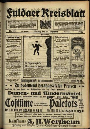 Zweite Ausgabe vom Dienstag, den 20. Dezember 1910.