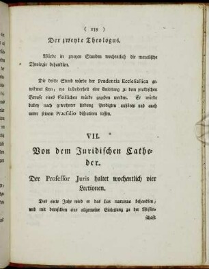 VII. Von dem Juridischen Catheder.