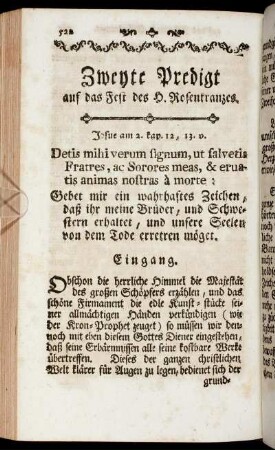 Zweyte Predigt auf das Fest des H. Rosenkranzes.