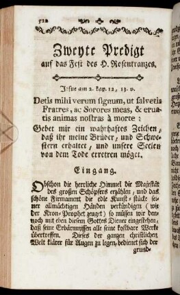 Zweyte Predigt auf das Fest des H. Rosenkranzes.